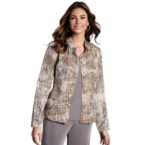 Chico's PYTHON PRINCESS MARCELA PATTERN Shimmer Lightweight JACKET 3(16) NWT$129 - Picture 2 of 16